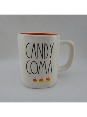 Rae Dunn Candy Coma Halloween Mug Candy Corn Orange Interior Ceramic